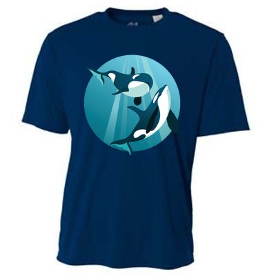 Pair Of Orcas Swimming Cooling Performance Crew T-Shirt