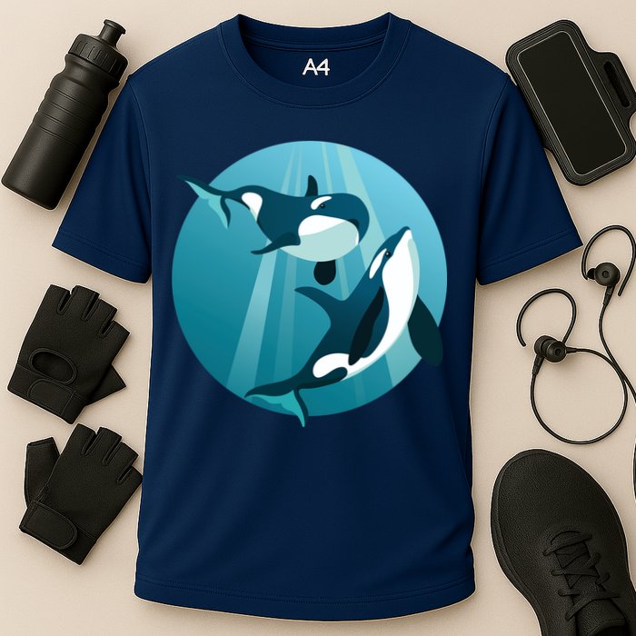 Pair Of Orcas Swimming Performance Shirt