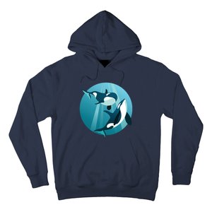 Pair Of Orcas Swimming Hoodie