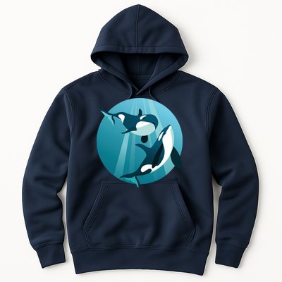 Pair Of Orcas Swimming Hoodie