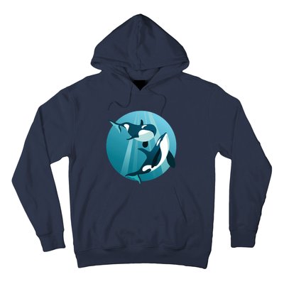 Pair Of Orcas Swimming Hoodie