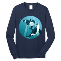 Pair Of Orcas Swimming Long Sleeve Shirt