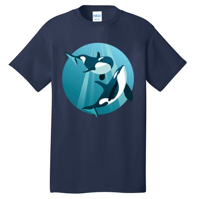 Pair Of Orcas Swimming Tall T-Shirt