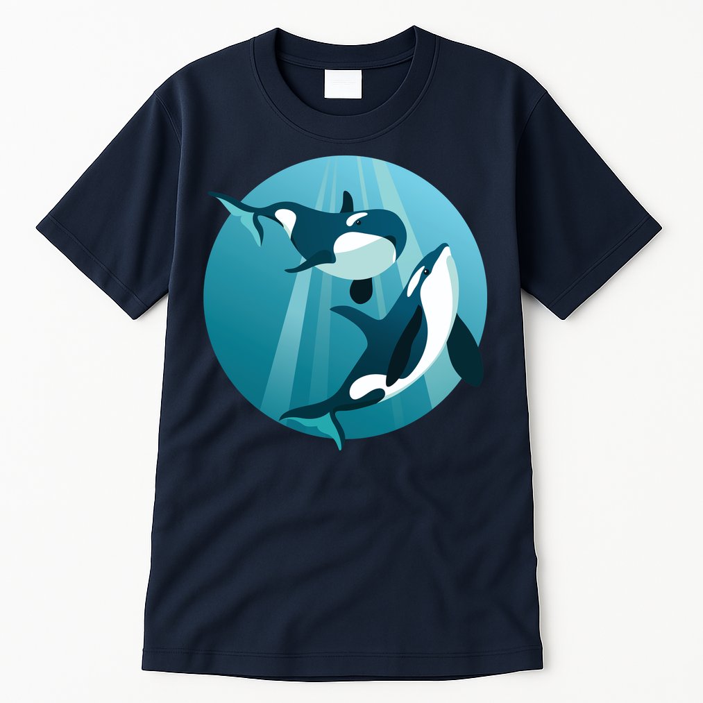 Pair Of Orcas Swimming Tall T-Shirt