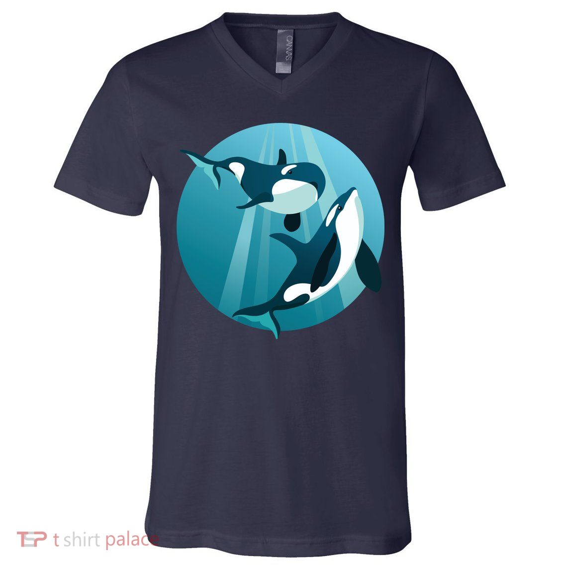Pair Of Orcas Swimming V-Neck T-Shirt