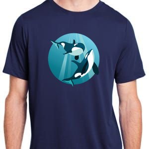 Pair Of Orcas Swimming Adult ChromaSoft Performance T-Shirt