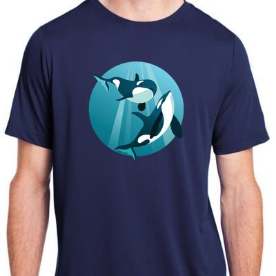 Pair Of Orcas Swimming Adult ChromaSoft Performance T-Shirt