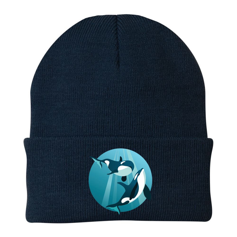 Pair Of Orcas Swimming Beanie