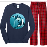 Pair Of Orcas Swimming Long Sleeve Pajama Set