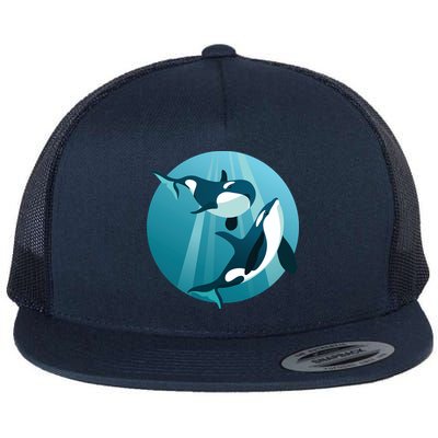 Pair Of Orcas Swimming Flatbill Hat