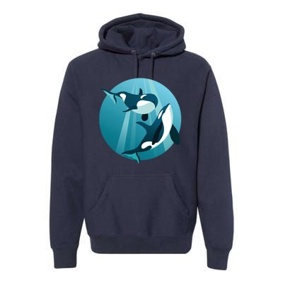 Pair Of Orcas Swimming Premium Hoodie