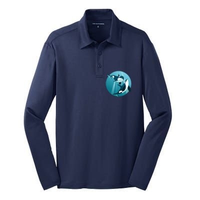 Pair Of Orcas Swimming Silk Touch Performance Long Sleeve Polo