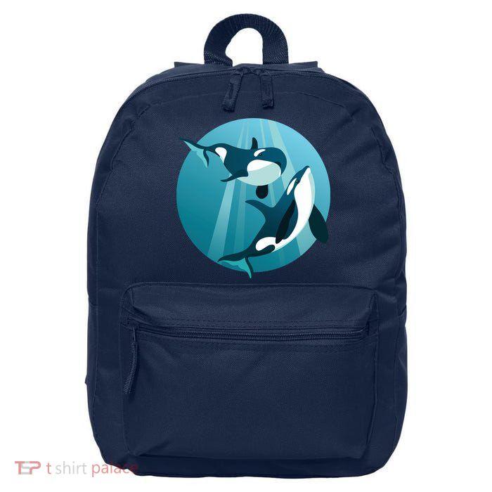 Pair Of Orcas Swimming 16 in Basic Backpack
