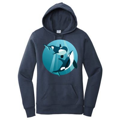Pair Of Orcas Swimming Women's Pullover Hoodie