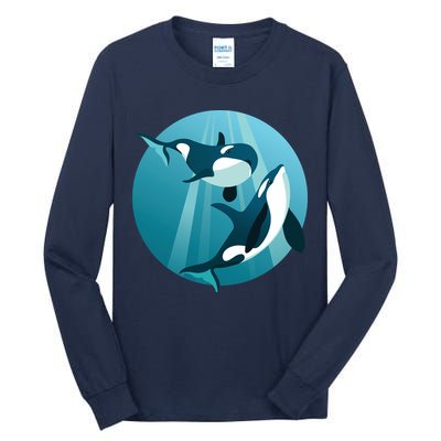 Pair Of Orcas Swimming Tall Long Sleeve T-Shirt