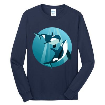 Pair Of Orcas Swimming Tall Long Sleeve T-Shirt