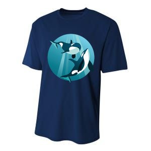 Pair Of Orcas Swimming Performance Sprint T-Shirt