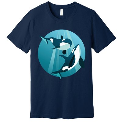 Pair Of Orcas Swimming Premium T-Shirt