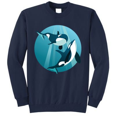 Pair Of Orcas Swimming Tall Sweatshirt