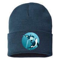 Pair Of Orcas Swimming Sustainable Knit Beanie