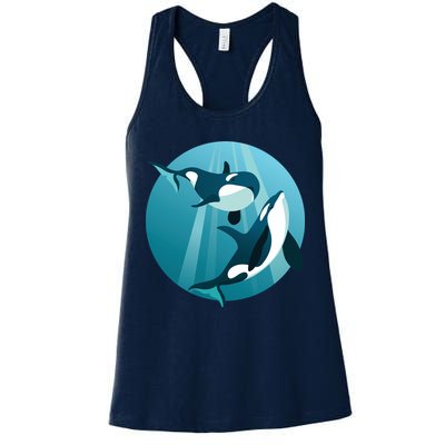 Pair Of Orcas Swimming Womens Tank Top