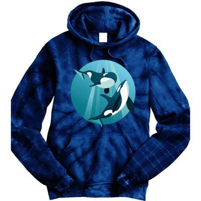 Pair Of Orcas Swimming Tie Dye Hoodie