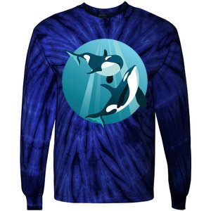 Pair Of Orcas Swimming Tie-Dye Long Sleeve Shirt