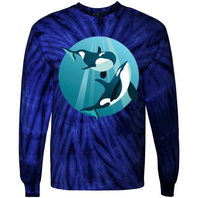 Pair Of Orcas Swimming Tie-Dye Long Sleeve Shirt