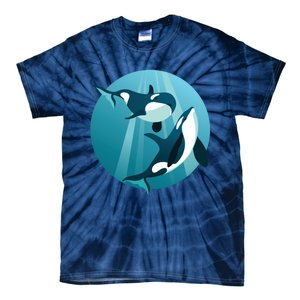 Pair Of Orcas Swimming Tie-Dye T-Shirt