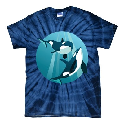 Pair Of Orcas Swimming Tie-Dye T-Shirt