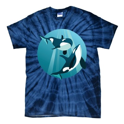 Pair Of Orcas Swimming Tie-Dye T-Shirt