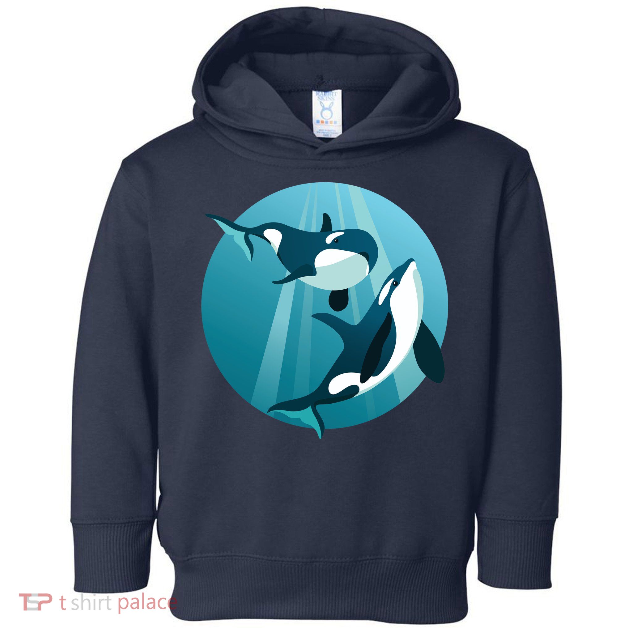 Pair Of Orcas Swimming Toddler Hoodie