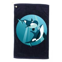 Pair Of Orcas Swimming Golf Towel