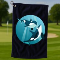Pair Of Orcas Swimming Golf Towel