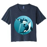 Pair Of Orcas Swimming Crop Top