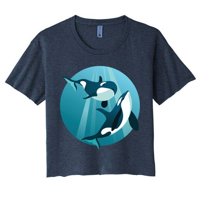 Pair Of Orcas Swimming Crop Top