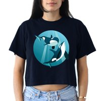 Pair Of Orcas Swimming Crop Top