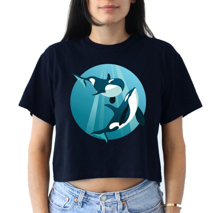 Pair Of Orcas Swimming Crop Top