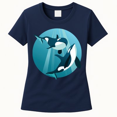 Pair Of Orcas Swimming Womens T-Shirt