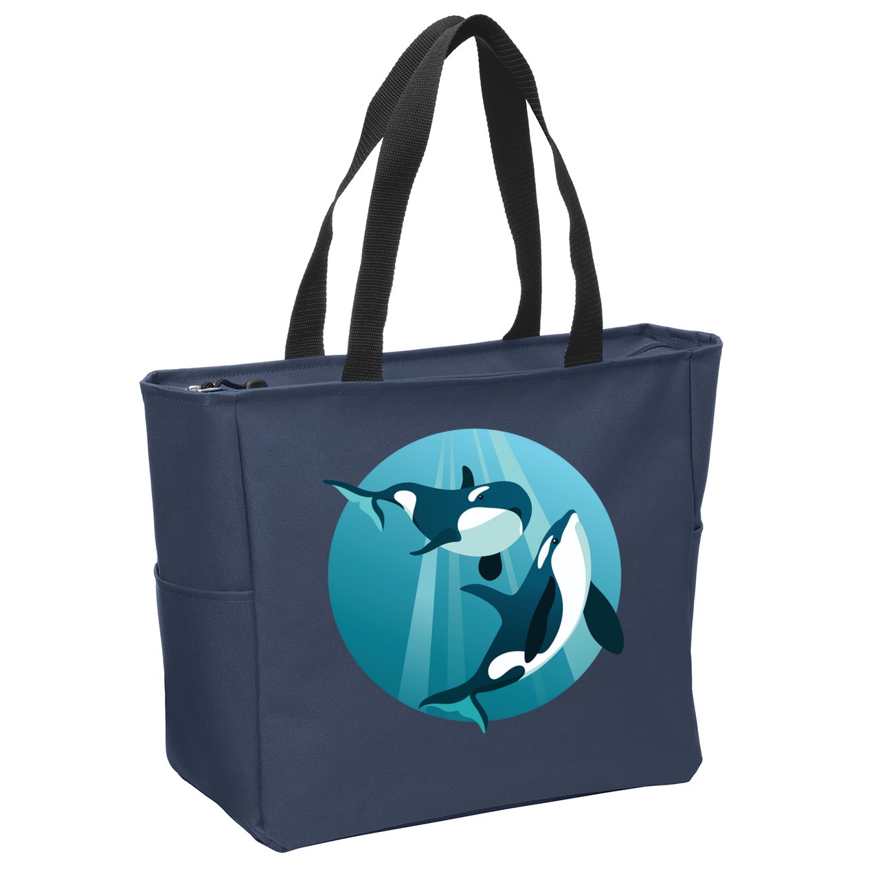 Pair Of Orcas Swimming Zip Tote Bag