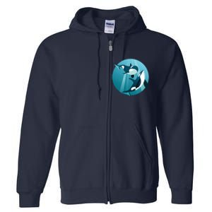 Pair Of Orcas Swimming Full Zip Hoodie