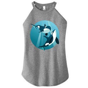 Pair Of Orcas Swimming Women's Perfect Tri Rocker Tank