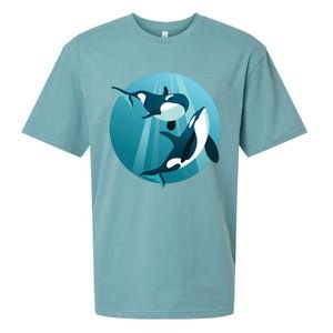 Pair Of Orcas Swimming Sueded Cloud Jersey T-Shirt