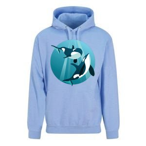 Pair Of Orcas Swimming Unisex Surf Hoodie