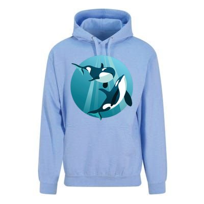 Pair Of Orcas Swimming Unisex Surf Hoodie