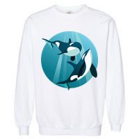 Pair Of Orcas Swimming Garment-Dyed Sweatshirt