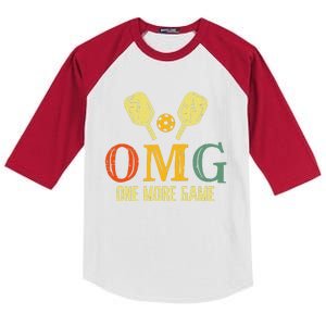 Pickleball Omg One More Game Pickle Ball Sports Kids Colorblock Raglan Jersey