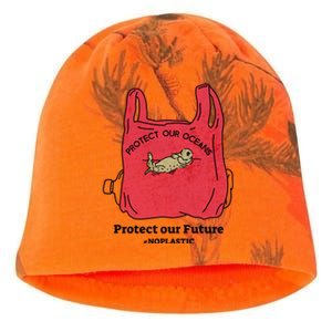 Protect Our Oceans Protect Our Future No Plastic Otter Gift Kati - Camo Knit Beanie