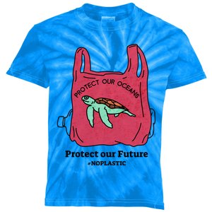 Protect Our Oceans Protect Our Future No Plastic Sea Turtle Cool Gift Kids Tie-Dye T-Shirt