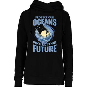 Protect Our Oceans Protect Our Future Climate Change Womens Funnel Neck Pullover Hood